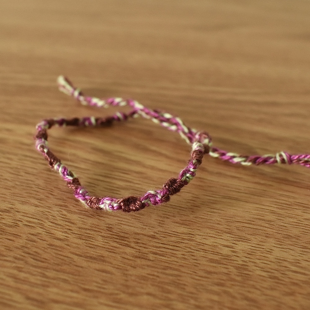 Brown Magenta Rope Woven Bracelet